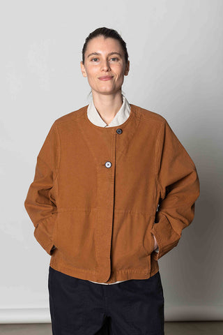 Sculpted Brushed Cotton Canvas Jacket - Brown Anise