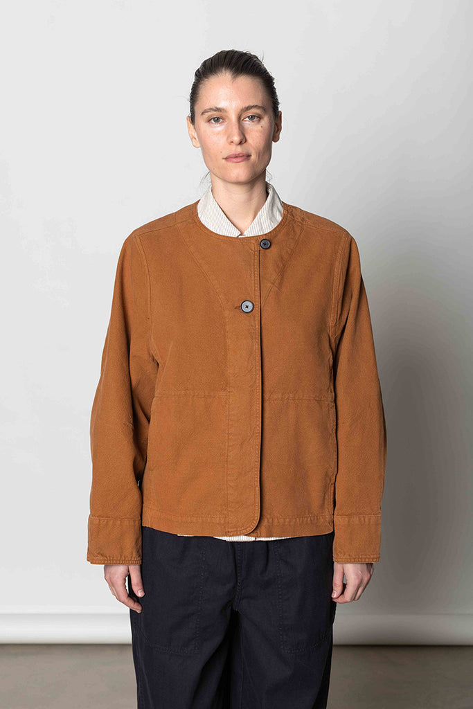 Sculpted Brushed Cotton Canvas Jacket - Brown Anise