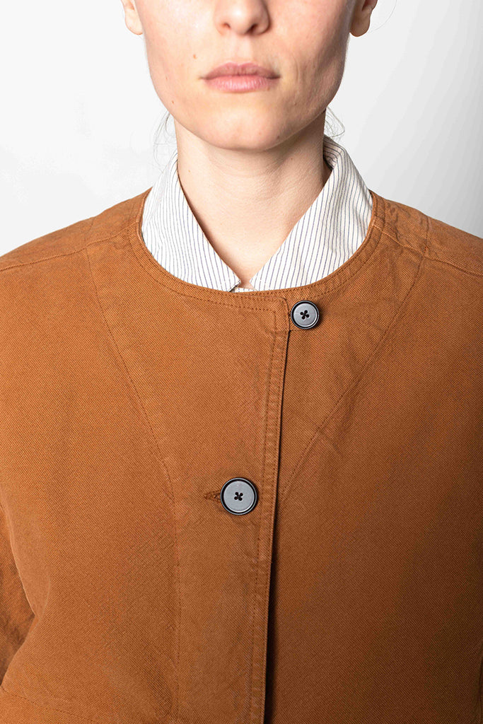 Sculpted Brushed Cotton Canvas Jacket - Brown Anise