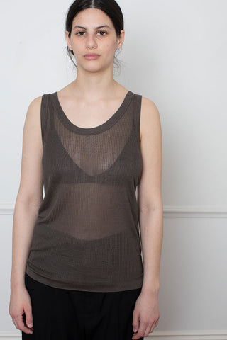 Seamless Rib Tank Top - Dark Brown