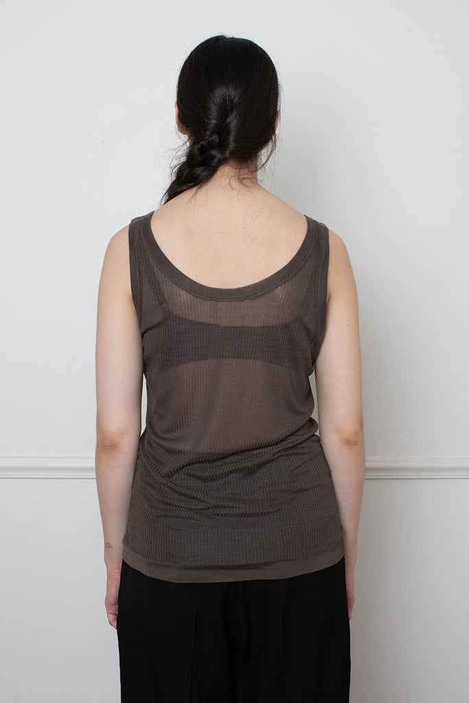 Seamless Rib Tank Top - Dark Brown