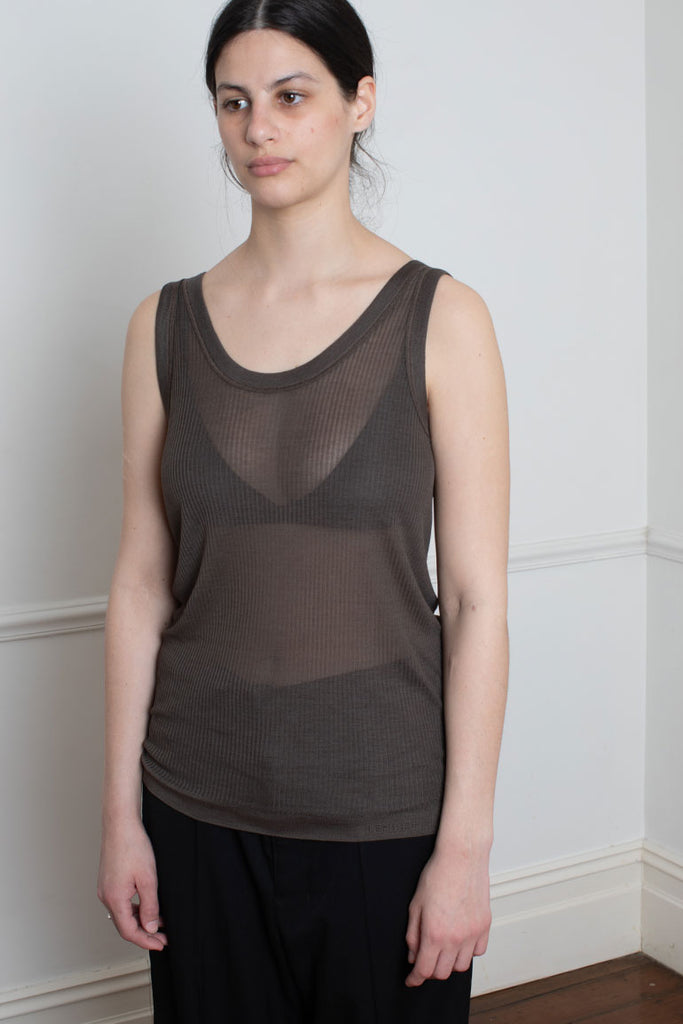 Seamless Rib Tank Top - Dark Brown