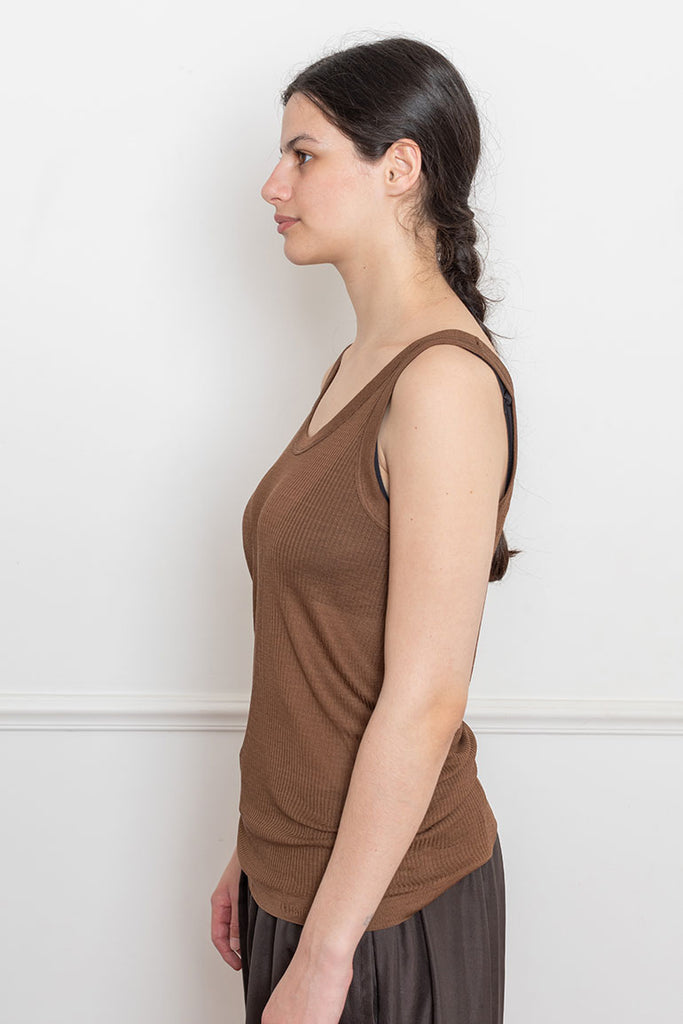 Seamless Rib Tank Top - Hazelnut Brown