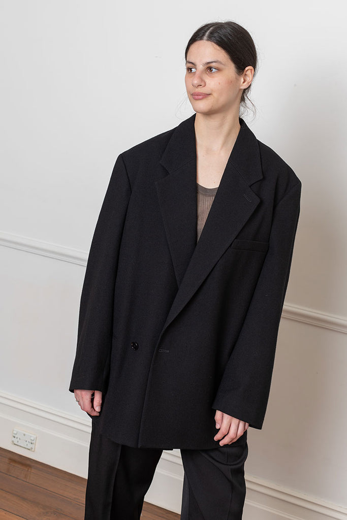 Short Maxi Double Breasted Coat - Black