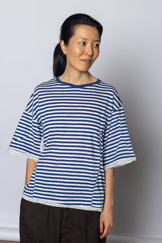 Short Sleeve Striped T-Shirt - Blue/White