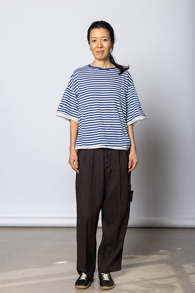 Short Sleeve Striped T-Shirt - Blue/White