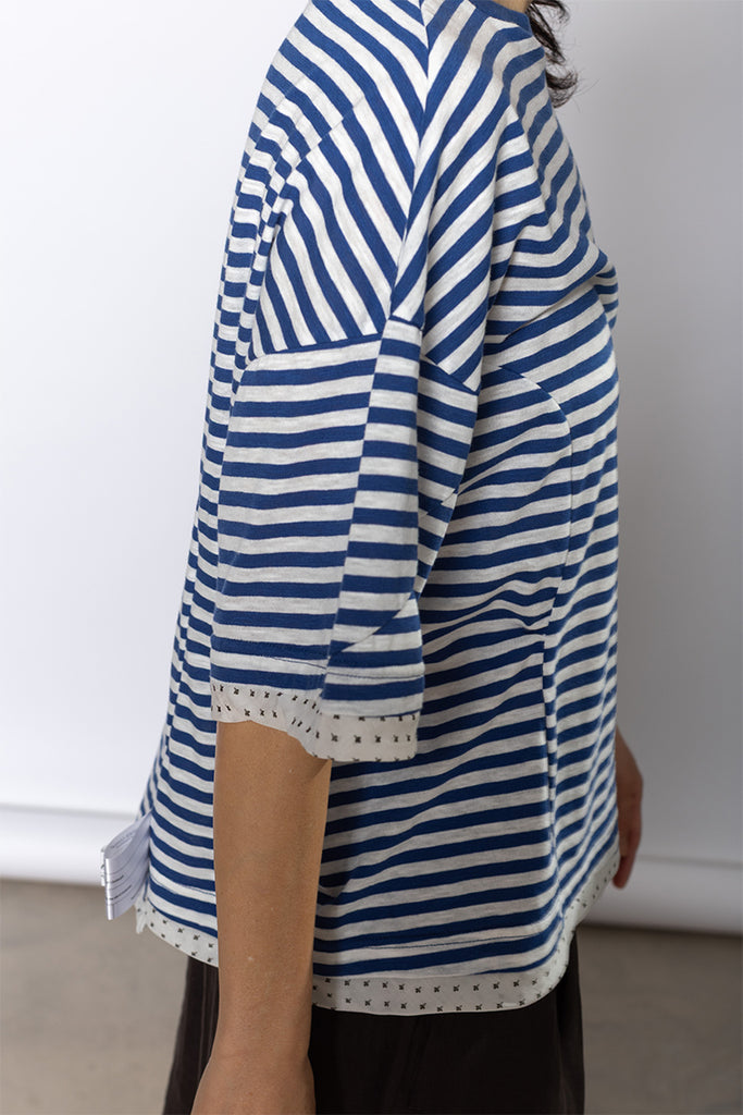 Short Sleeve Striped T-Shirt - Blue/White