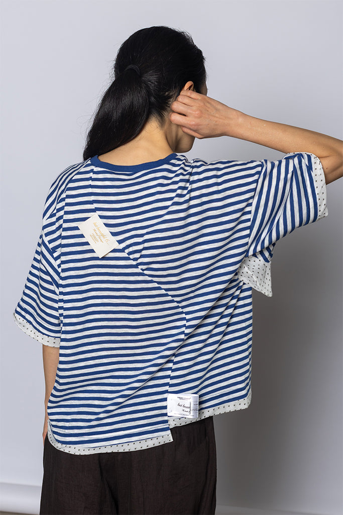 Short Sleeve Striped T-Shirt - Blue/White