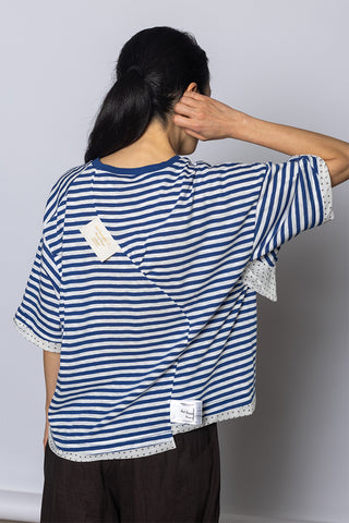 Short Sleeve Striped T-Shirt - Blue/White