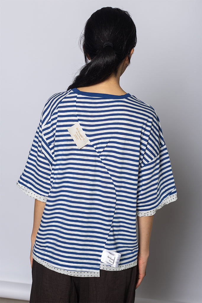 Short Sleeve Striped T-Shirt - Blue/White