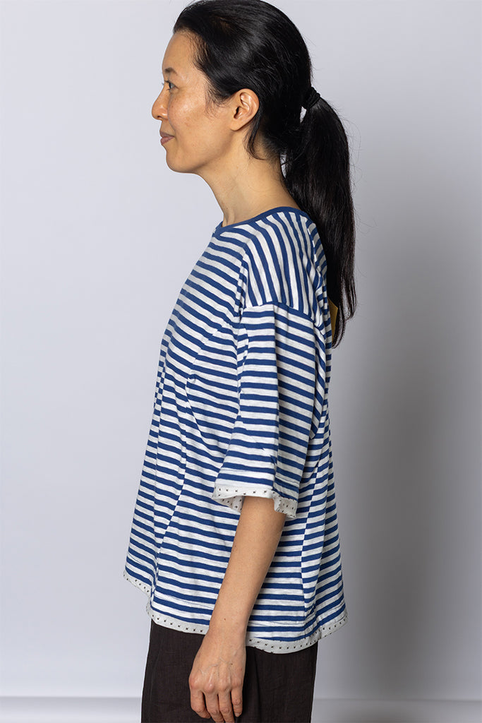 Short Sleeve Striped T-Shirt - Blue/White