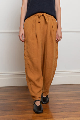 Side Pocket Garment Dyed Linen Trousers