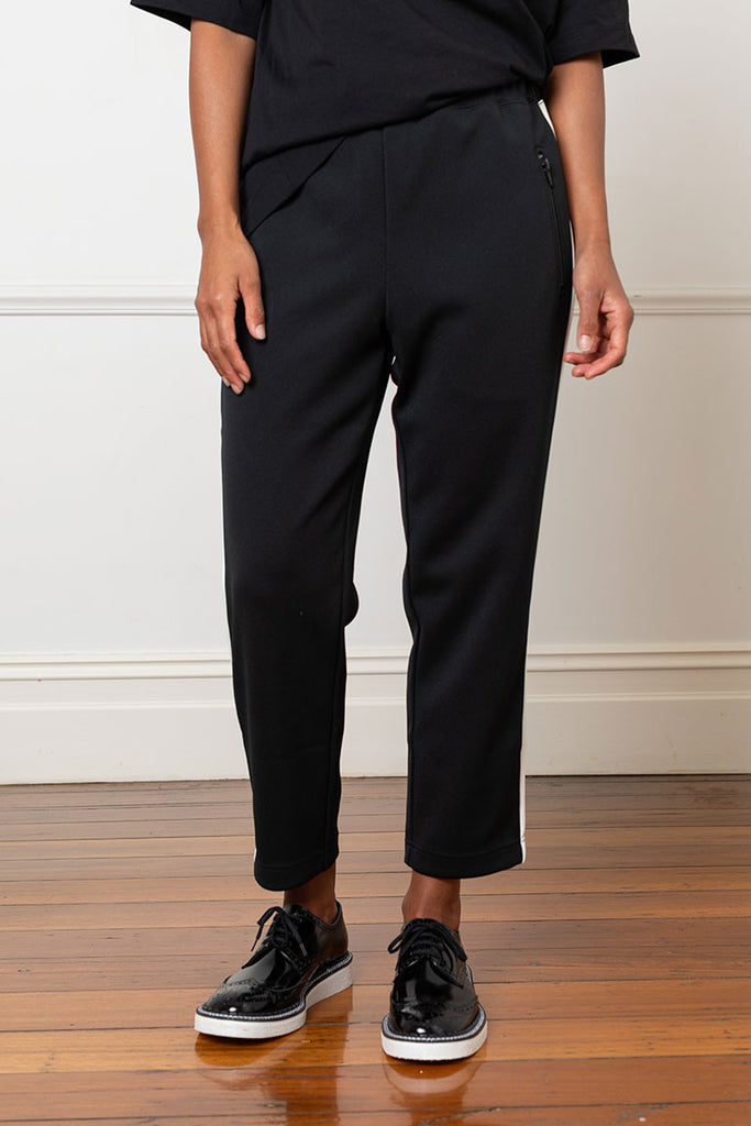 Side Stripe Track Pants - Black/White