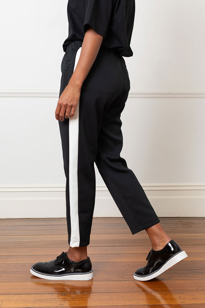 Side Stripe Track Pants - Black/White