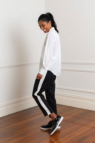 Side Stripe Track Pants - Black/White