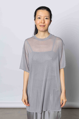 Silk Net Oversized Short Sleeve T-Shirt - Grey