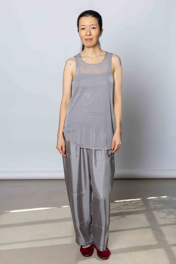 Silk Net Racer Back Tank - Grey