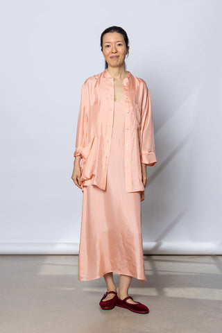 Silk Twill 7/8th Sleeve Shirt - Peach