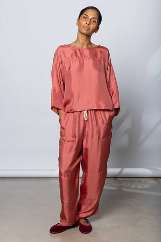 Silk Twill Baseball T-Shirt - Terracotta