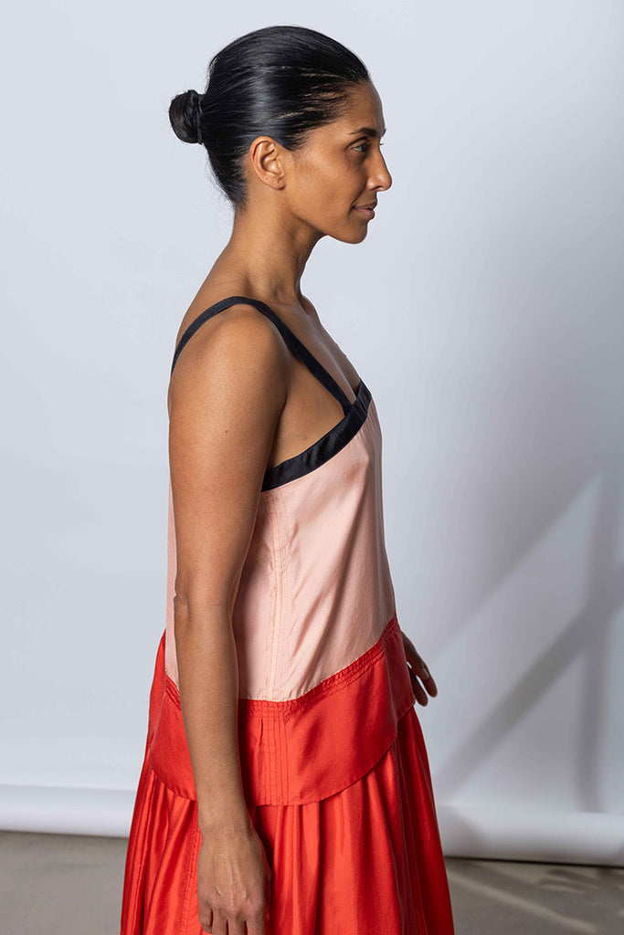 Silk Twill Camisole Top - Coral/Peach
