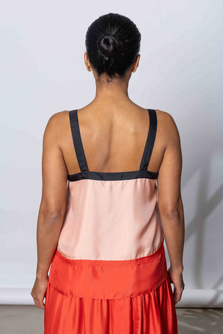 Silk Twill Camisole Top - Coral/Peach