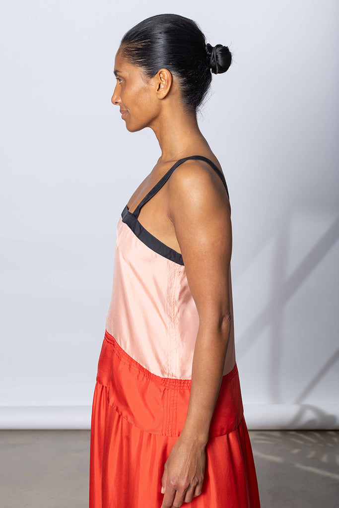 Silk Twill Camisole Top - Coral/Peach