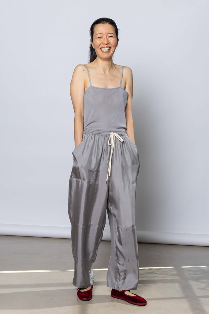 Silk Twill PJ Day Pants - Silver Grey