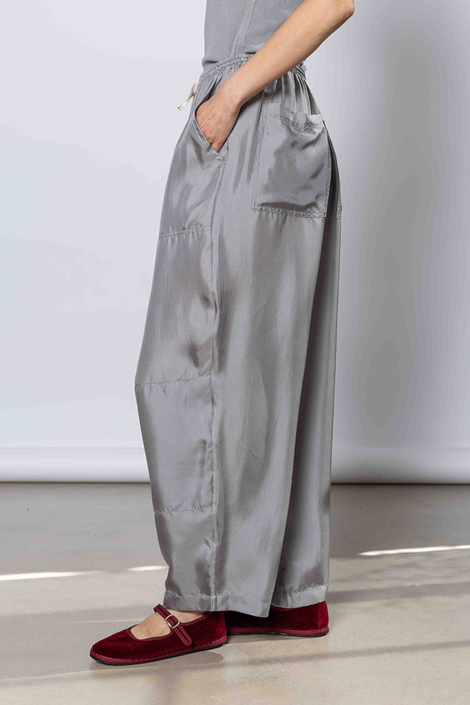 Silk Twill PJ Day Pants - Silver Grey