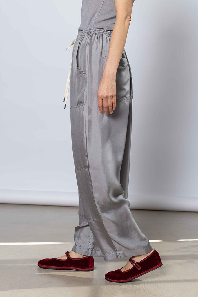 Silk Twill PJ Day Pants - Silver Grey