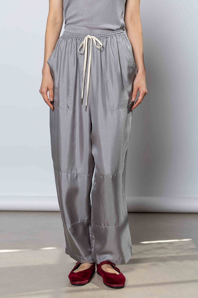 Silk Twill PJ Day Pants - Silver Grey