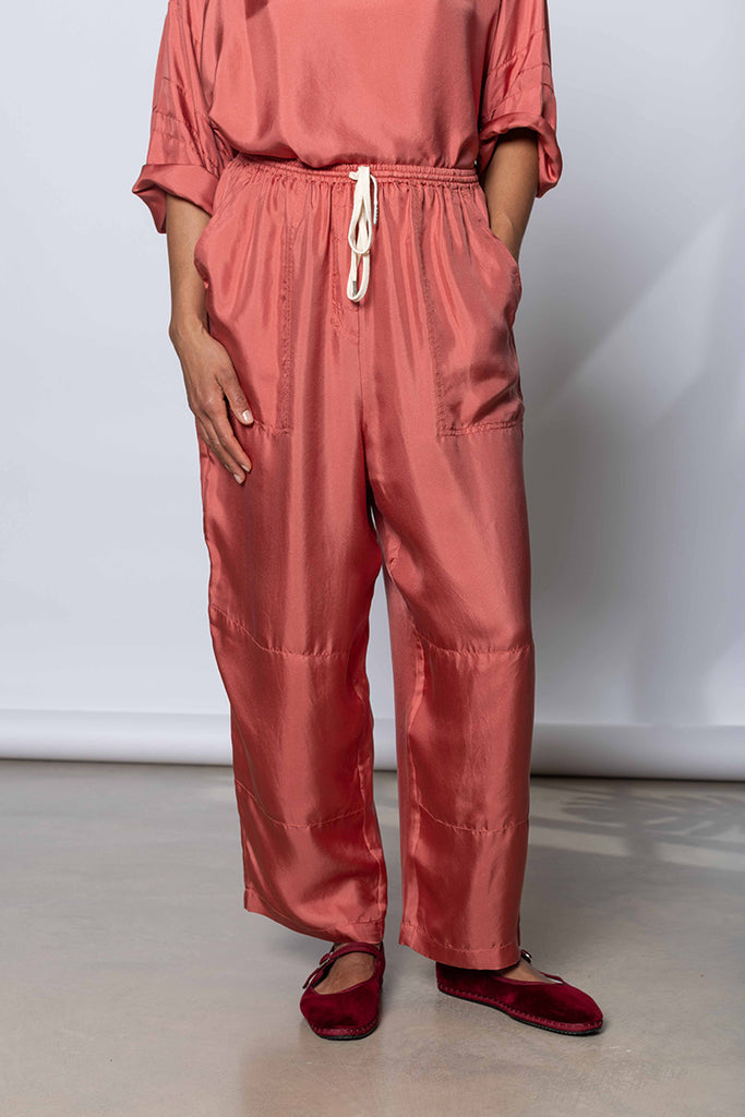 Silk Twill PJ Day Pants - Terracotta