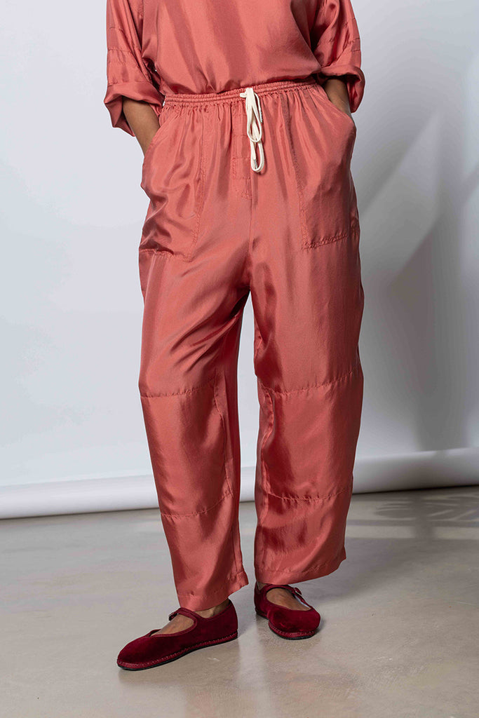 Silk Twill PJ Day Pants - Terracotta