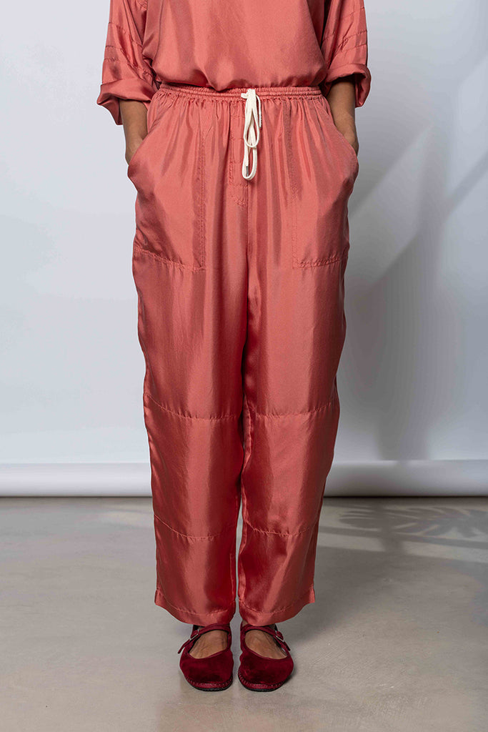 Silk Twill PJ Day Pants - Terracotta
