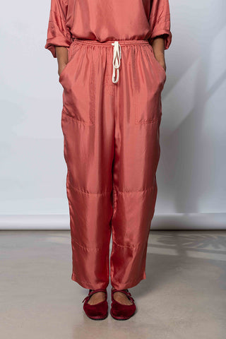 Silk Twill PJ Day Pants - Terracotta