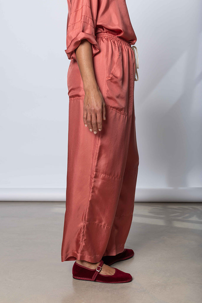Silk Twill PJ Day Pants - Terracotta
