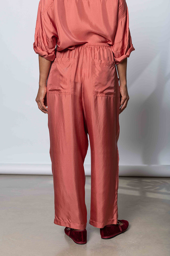 Silk Twill PJ Day Pants - Terracotta
