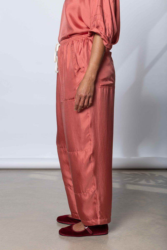 Silk Twill PJ Day Pants - Terracotta
