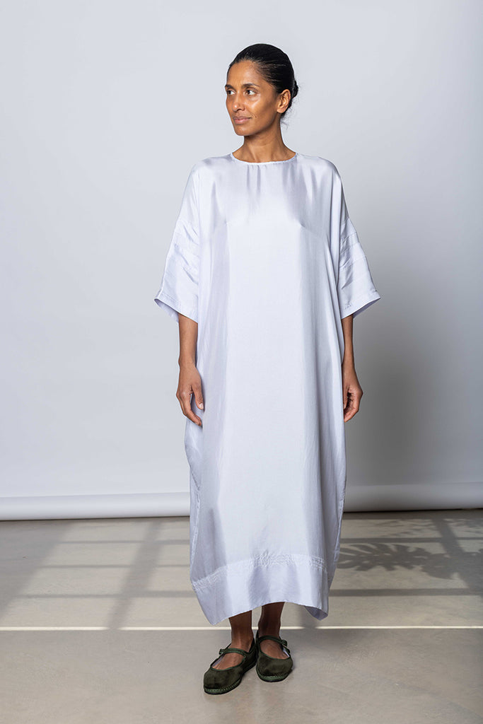 Silk Twill T-Shirt Dress - Camas Blue
