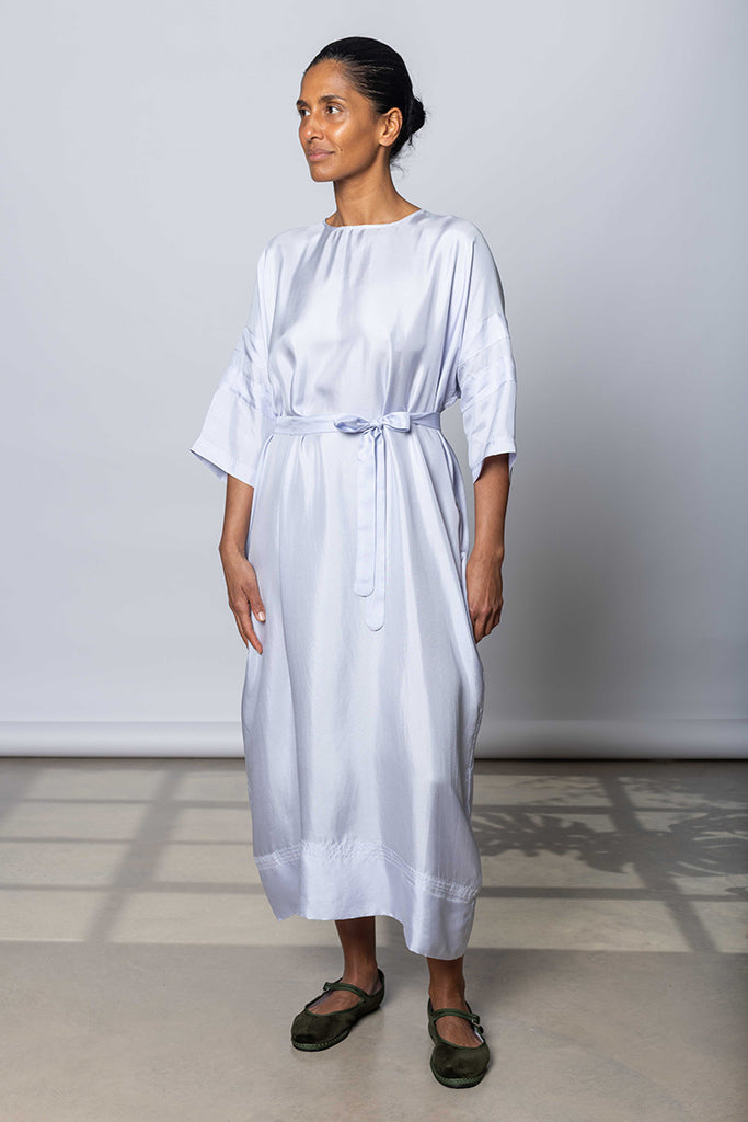 Silk Twill T-Shirt Dress - Camas Blue