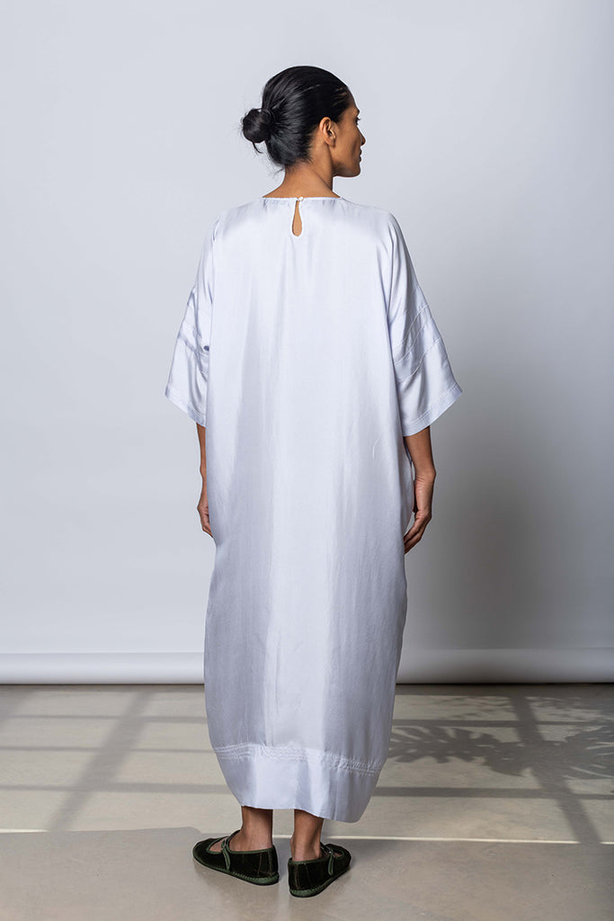 Silk Twill T-Shirt Dress - Camas Blue