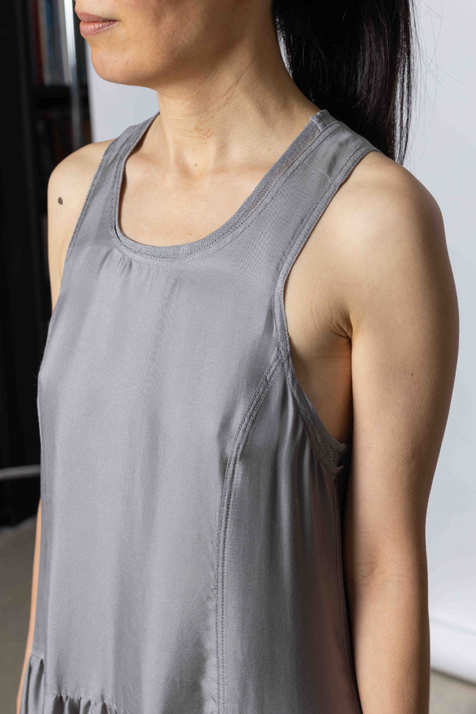 Silk Twill Tank Dress - Silver Grey