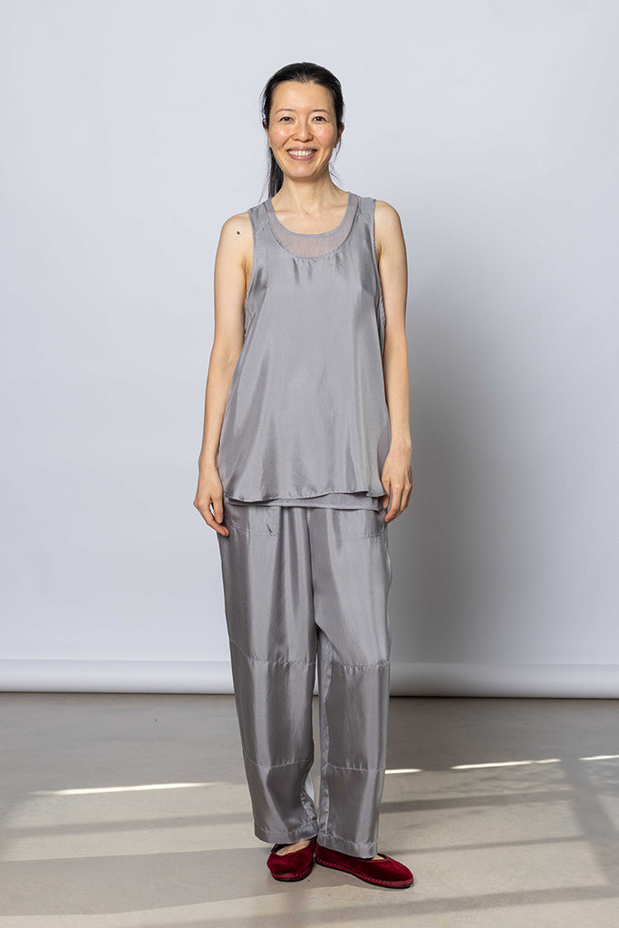 Silk Twill Tank Top - Silver Grey