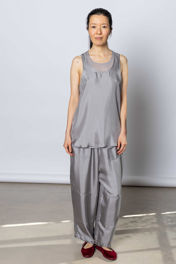 Silk Twill Tank Top - Silver Grey