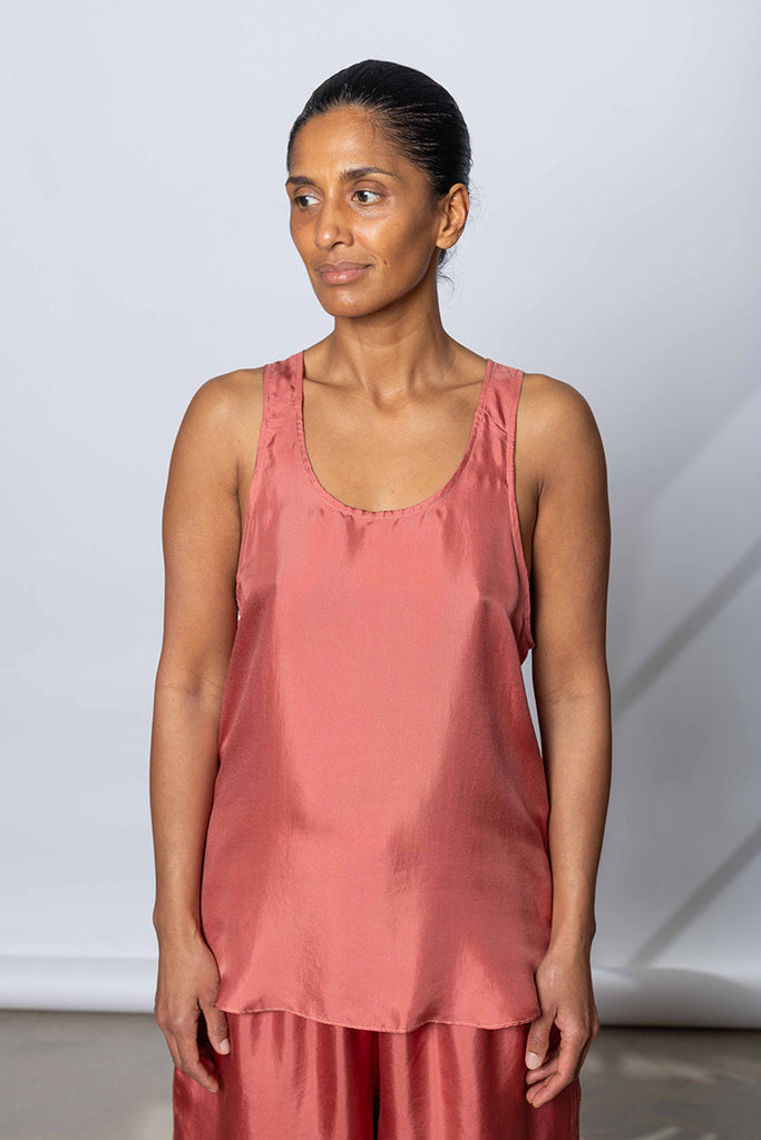 Silk Twill Tank Top - Terracotta