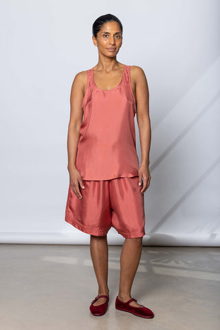 Silk Twill Tank Top - Terracotta