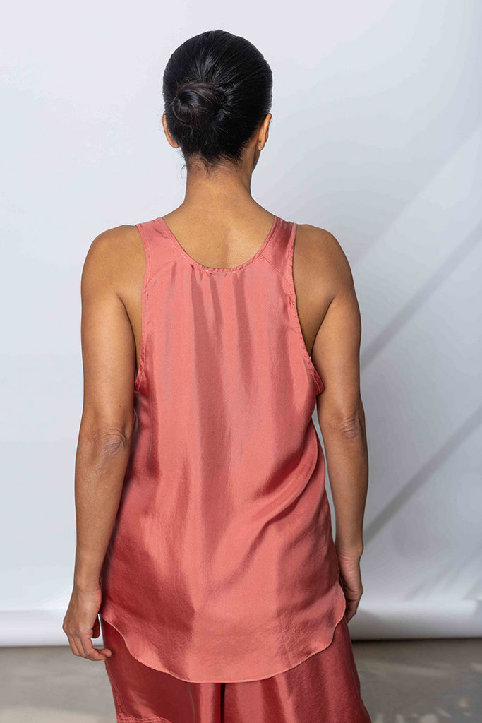 Silk Twill Tank Top - Terracotta