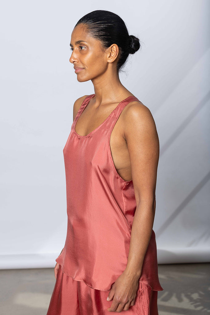 Silk Twill Tank Top - Terracotta