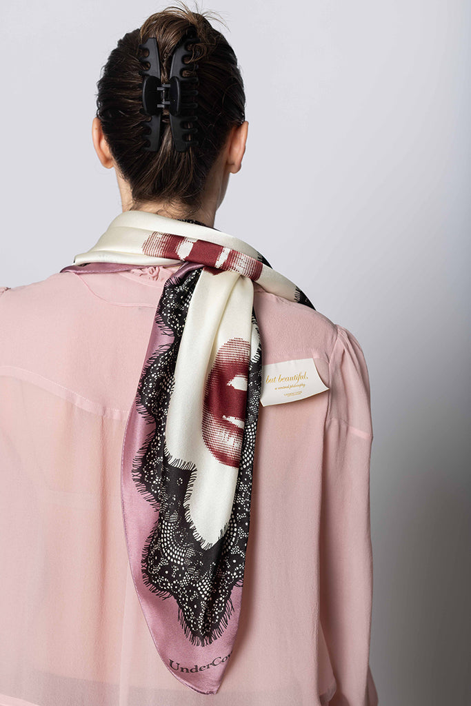 Silk Scarf - Lips/Lace