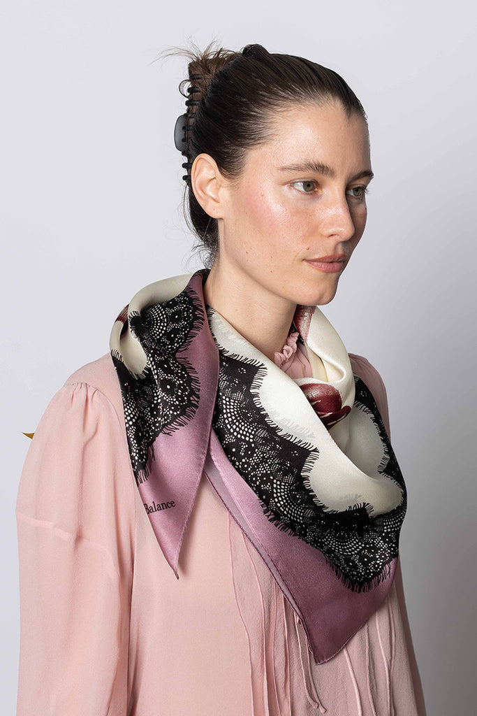 Silk Scarf - Lips/Lace