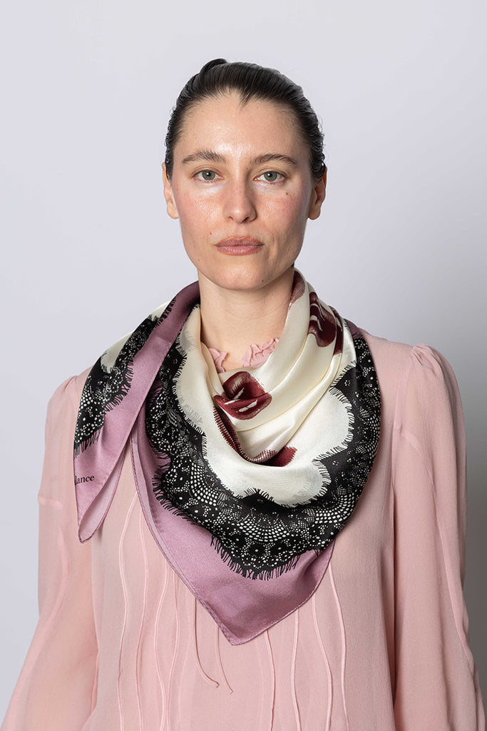 Silk Scarf - Lips/Lace